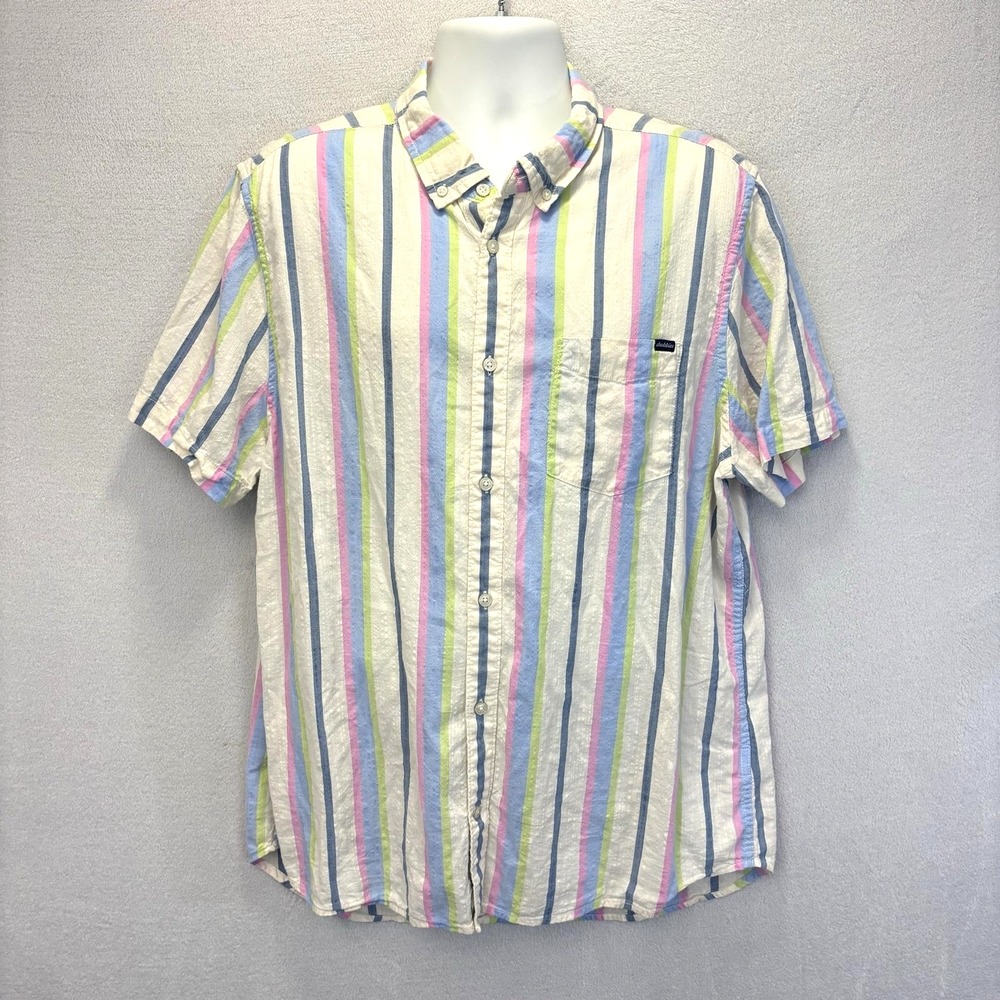 Chubbies Friday Button Up Camp Shirt Mens XL Cream Pastel Short Sleeve Button Up